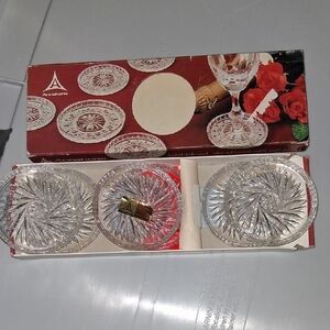 Anchor Hocking 24% Lead Crystal Coaster Set. Germany Made.